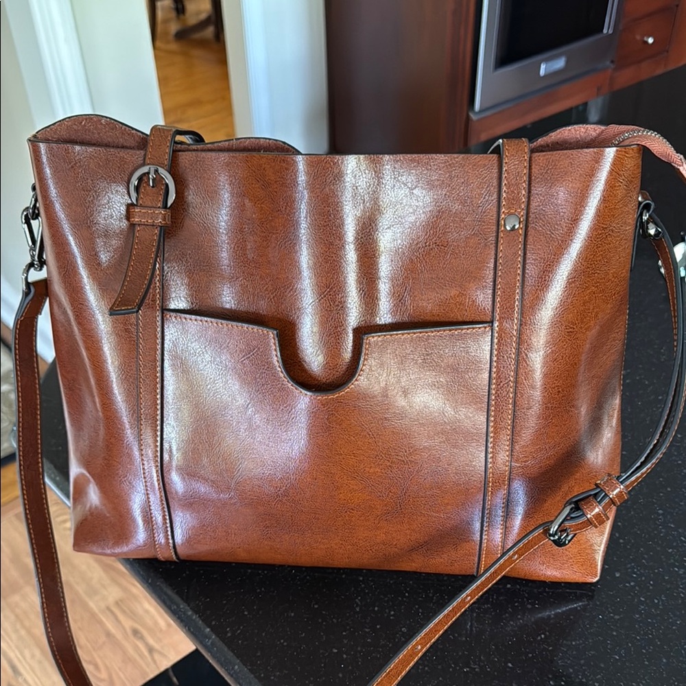 Elegant Brown Leather Tote Bag